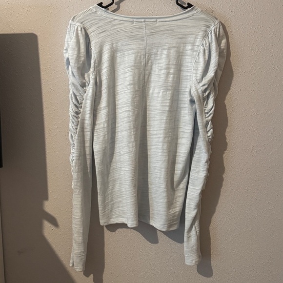 We The Free Light Blue Natasha Long Sleeve Top Ruched Sleeves - Picture 2 of 7